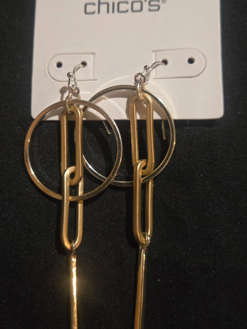 Chico's NWT Mixed Metal Geometric Dangle Earrings - Picture 4 of 5